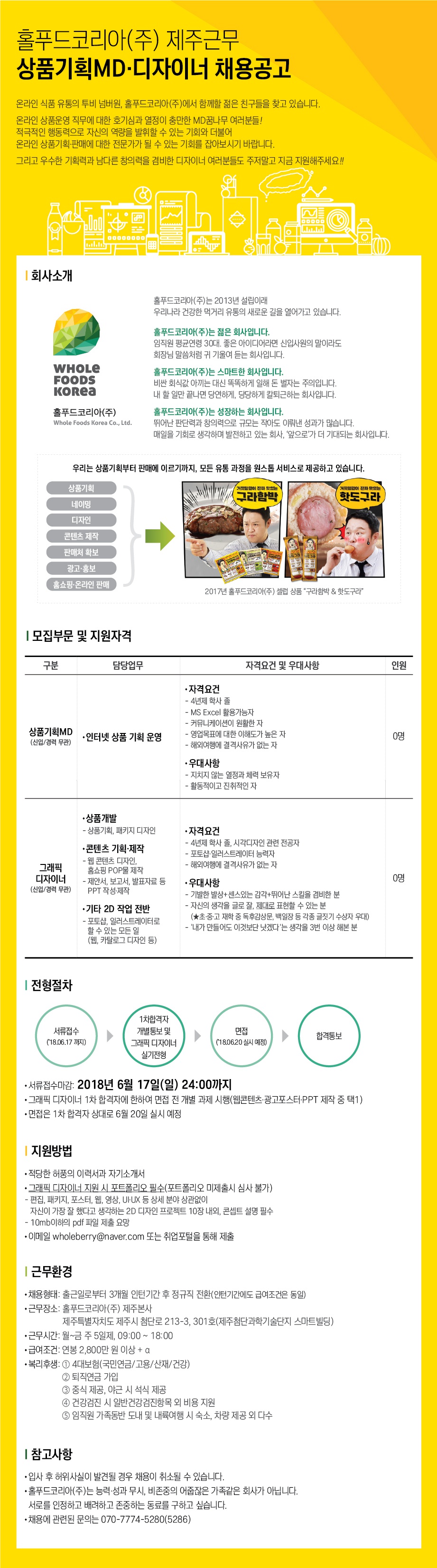 홀푸드코리아 (주) 제주근무 채용공고